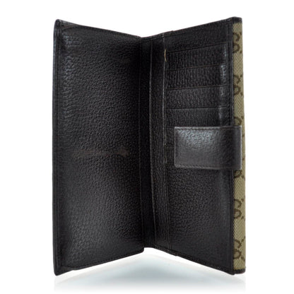 Gucci Monogram Metal Bar Continental Flap Wallet Beige Ebony Dark Brown 6 of 11
