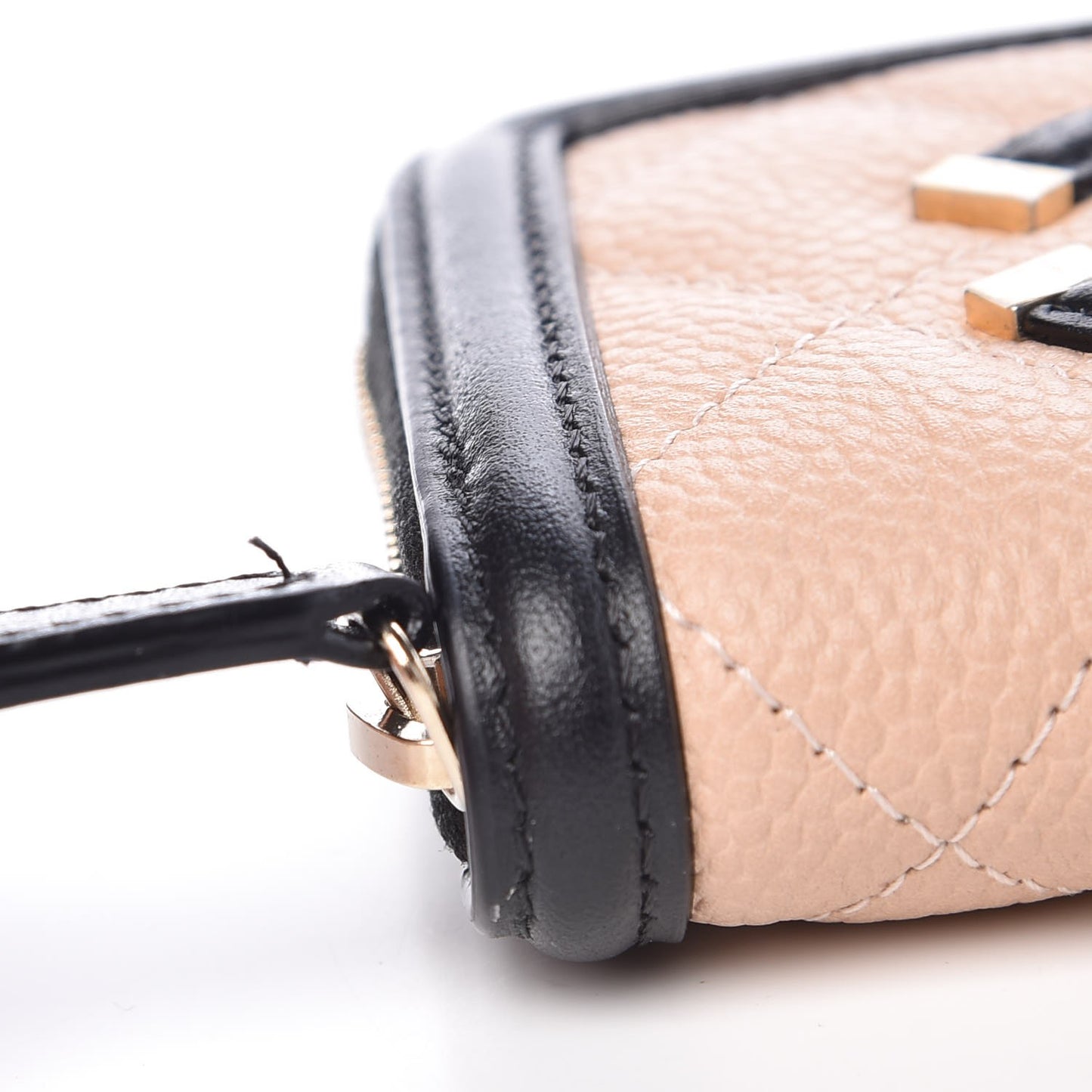 Caviar Quilted Filigree Coin Purse Beige Black