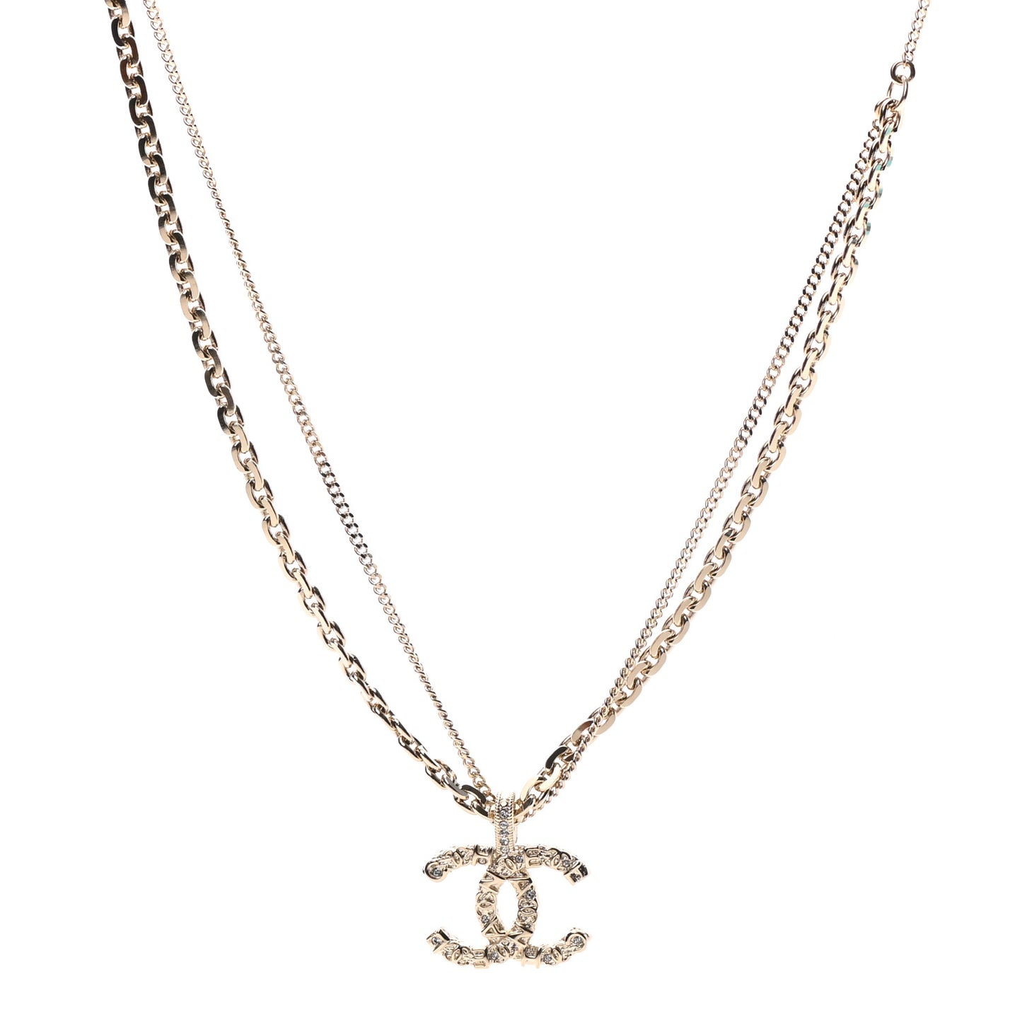 Crystal CC Multi Strand Chain Necklace Gold