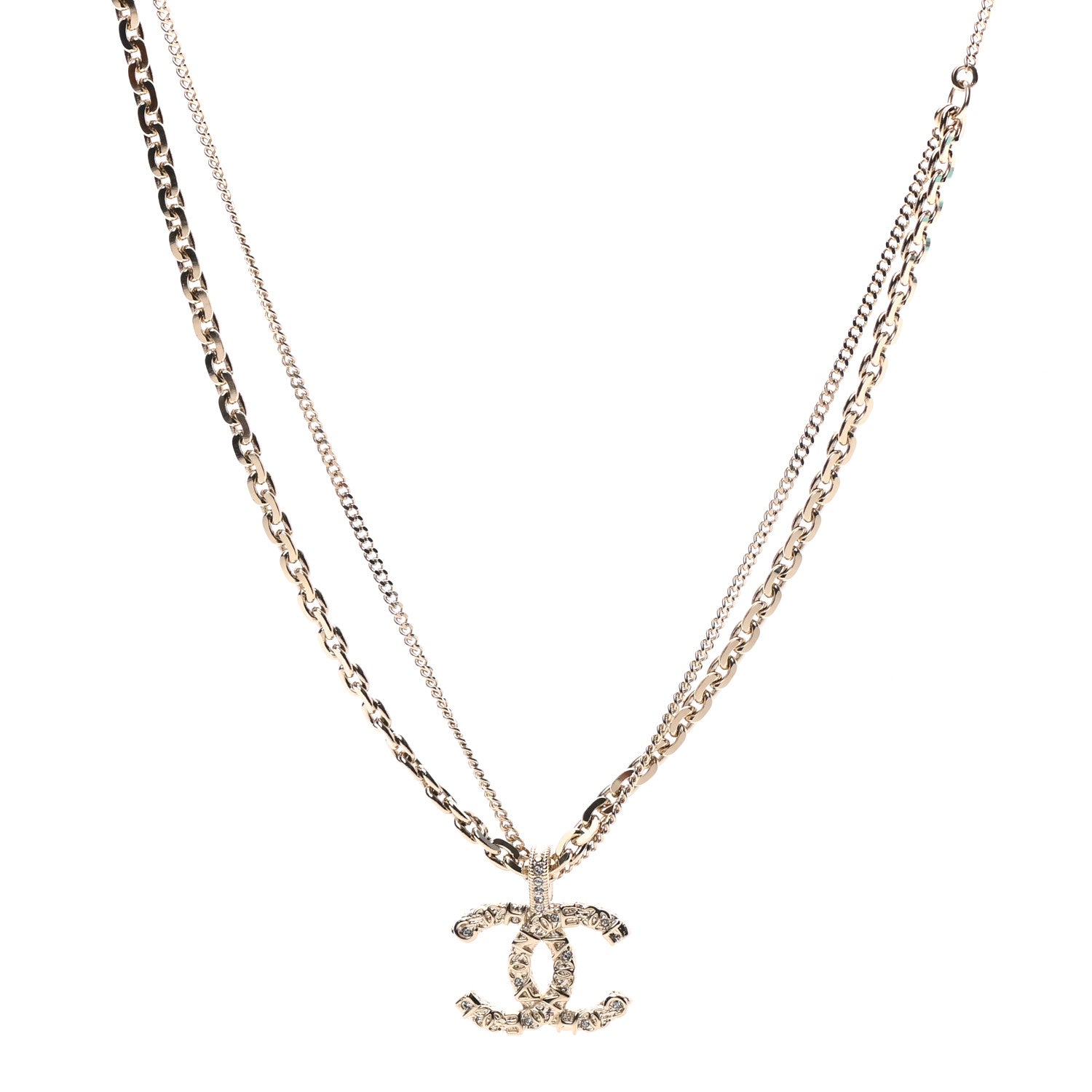 Chanel Crystal CC Multi Strand Chain Necklace Gold 1 of 5