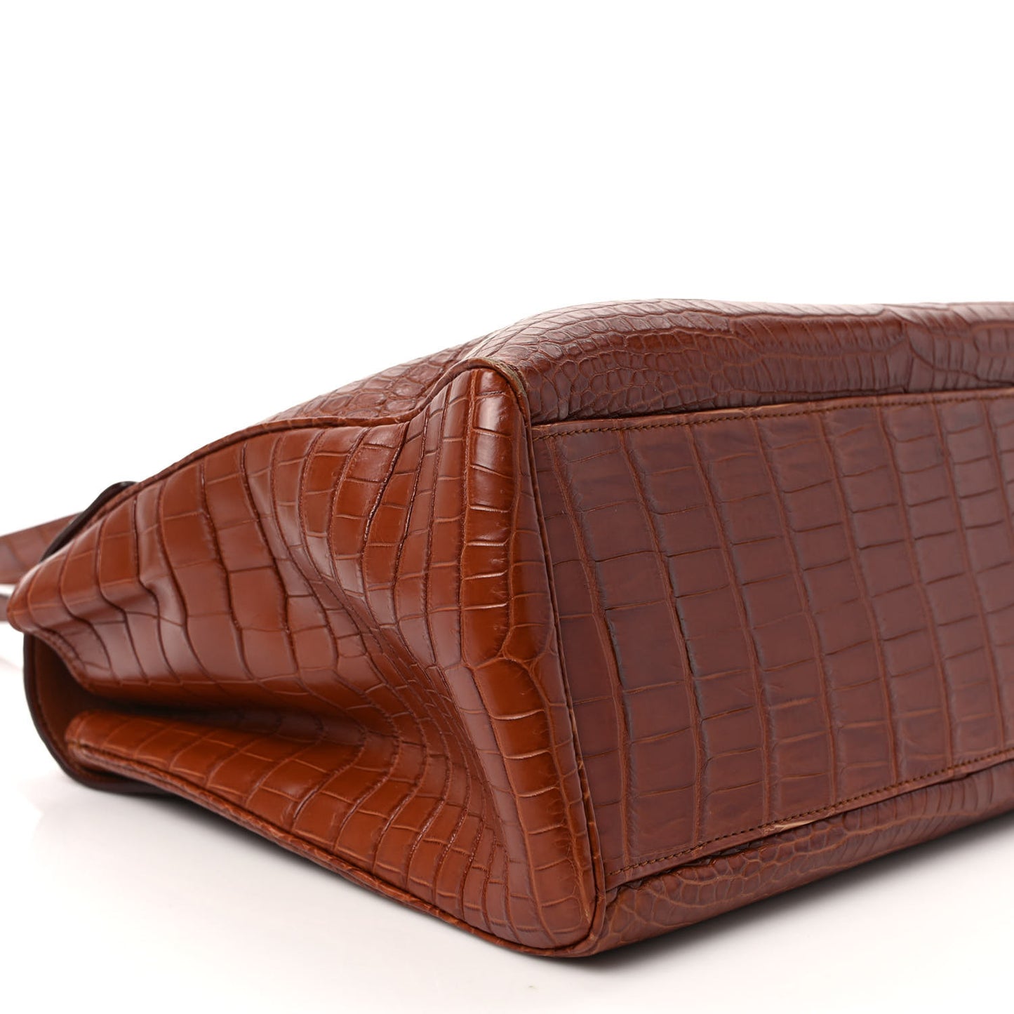 Calfskin Crocodile Embossed Medium Soft 16 Bag Tan