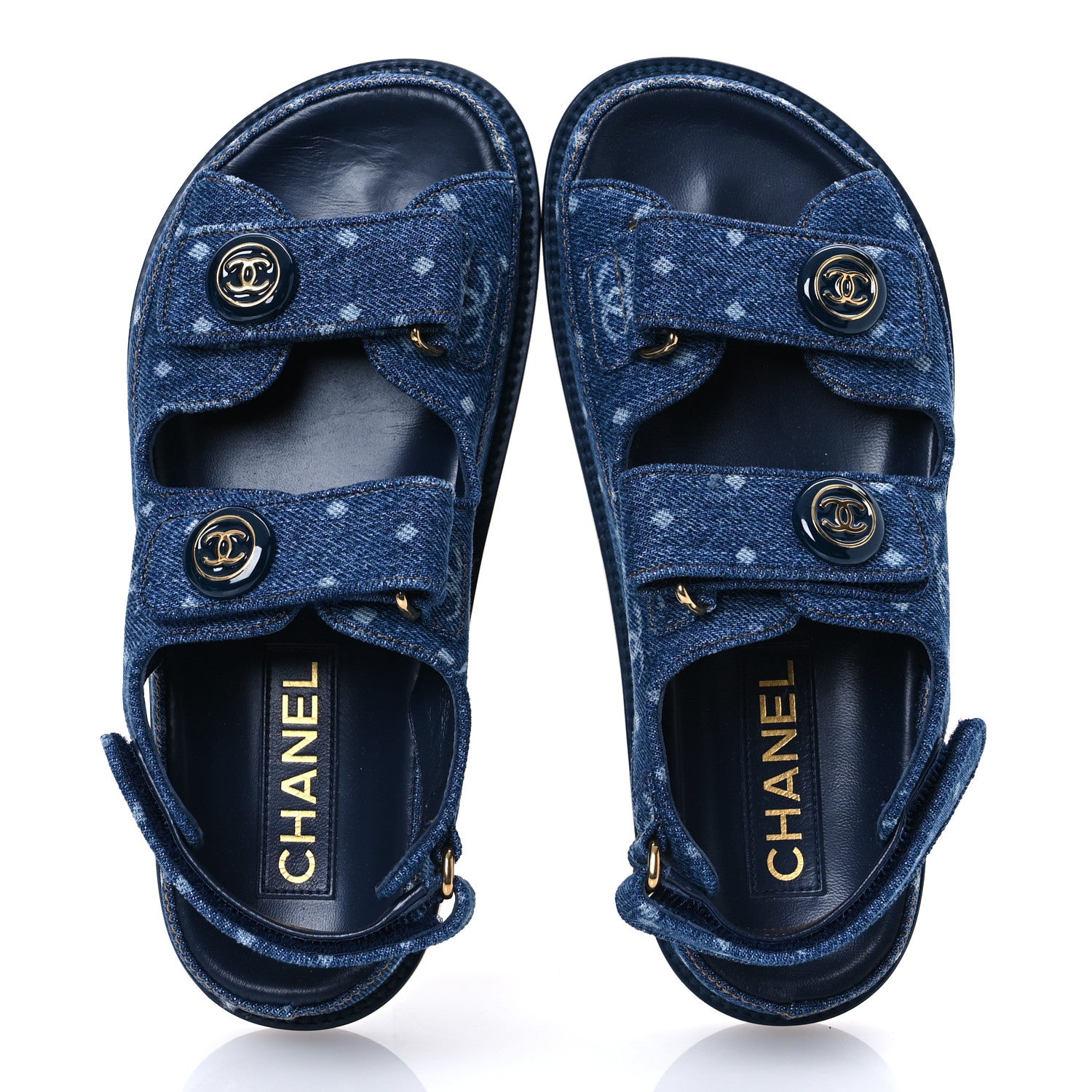 Chanel Denim CC Dad Sandals 35 Dark Blue 2 of 11