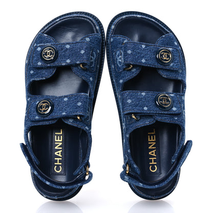 Chanel Denim CC Dad Sandals 35 Dark Blue 2 of 11