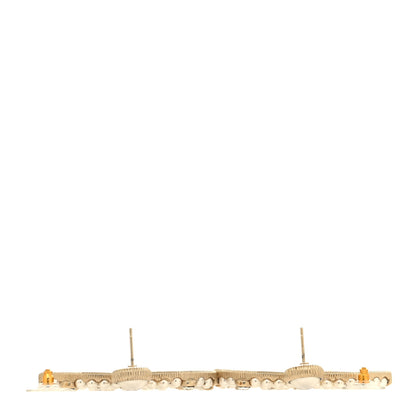 Chanel Metal Crystal Pearl CC Drop Earrings Gold 3 of 4