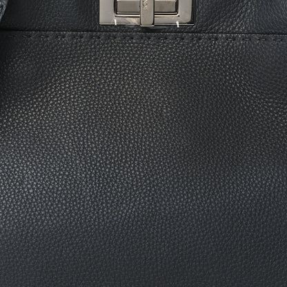 Fendi Cuoio Romano Selleria Bi-Color Medium Peekaboo Iconic Satchel Asfalto Latte 7 of 9