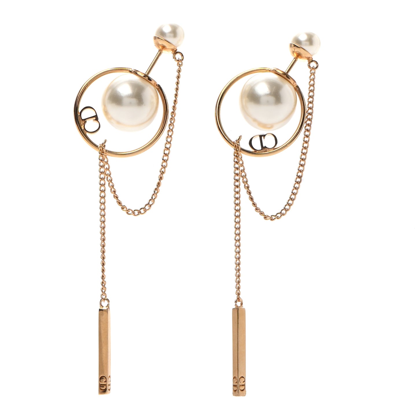 Pearl Tribales Dangle Chain Earrings Gold