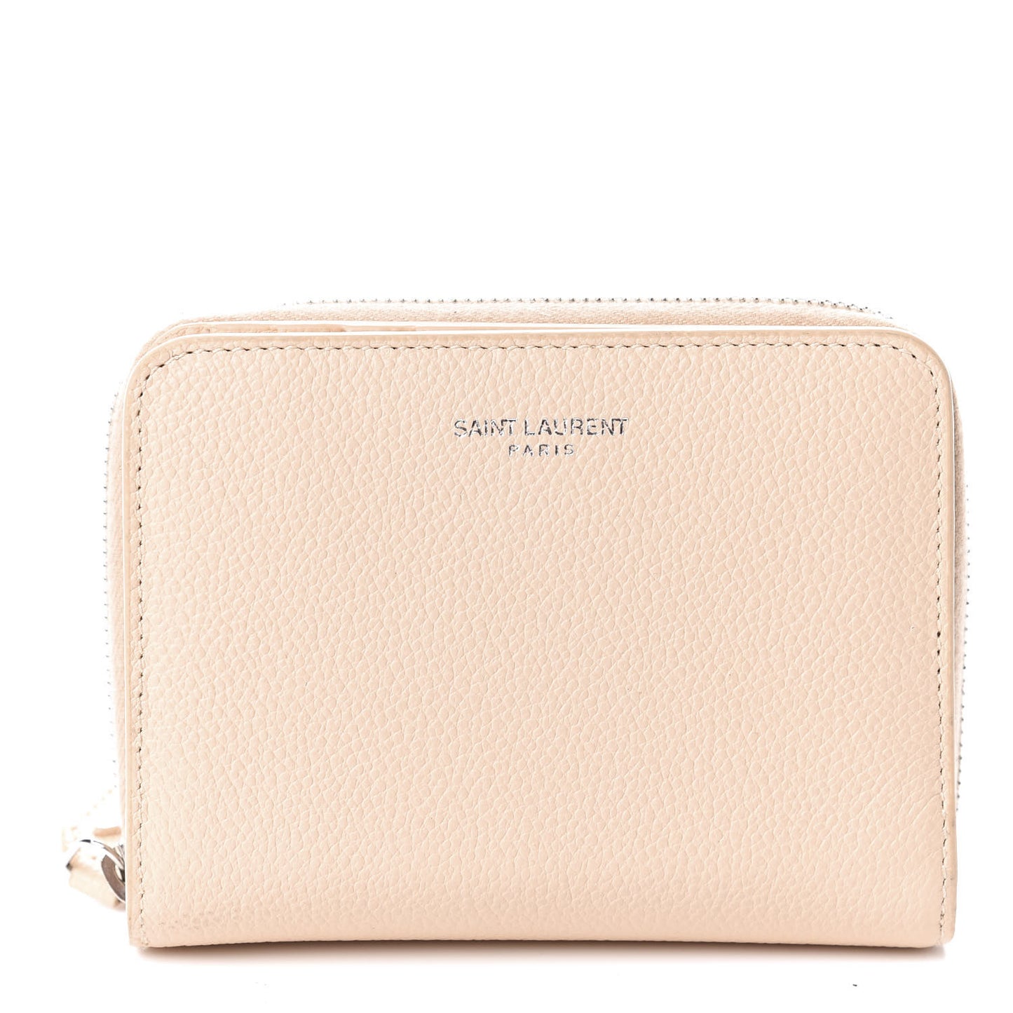 Grained Calfskin Rive Gauche Compact Zip Around Wallet Nude