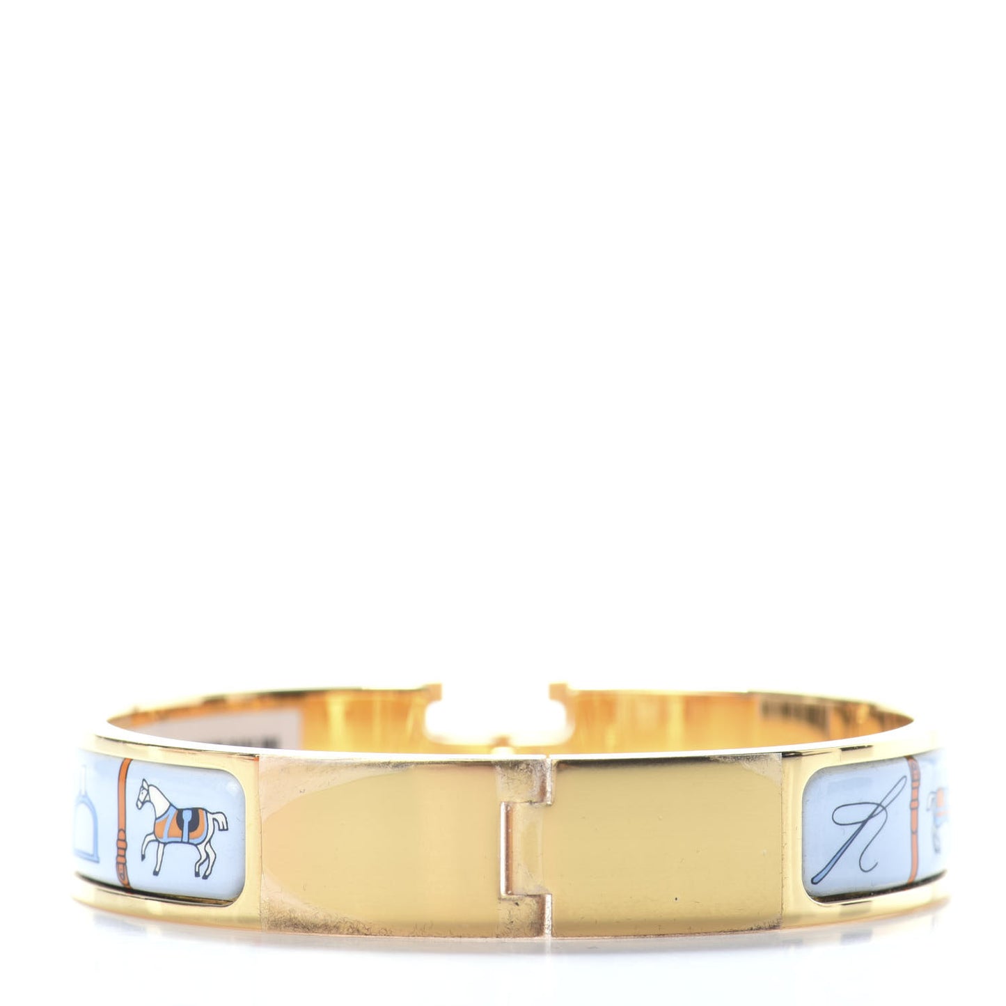 Enamel Printed Narrow Couvertures et Tenues de Jour Clic Clac H Bracelet PM Orange Blue