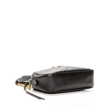 Gucci Calfskin Matelasse Small GG Marmont Chain Shoulder Bag Black 4 of 8
