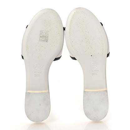 Chanel Lambskin Grosgrain CC Bow Mules 38.5 White Black 7 of 11
