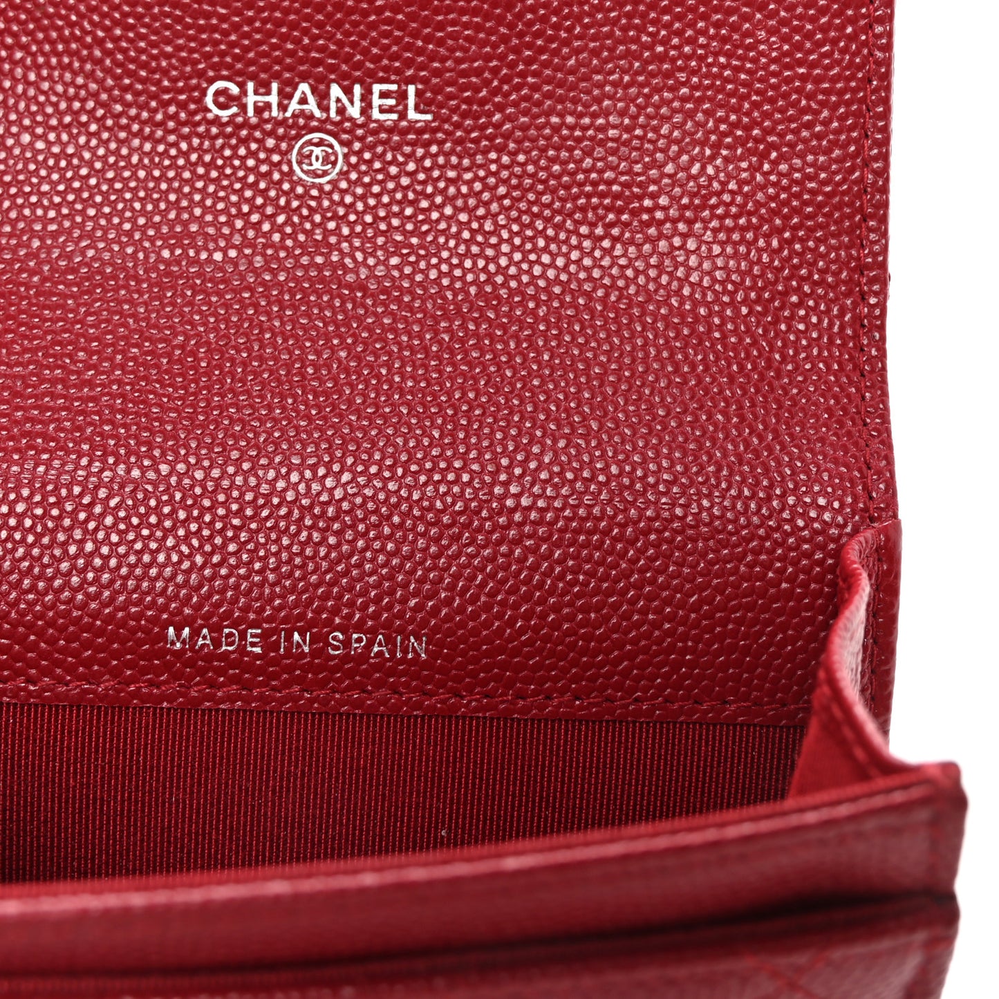 Caviar Quilted Flap Card Holder Wallet Red