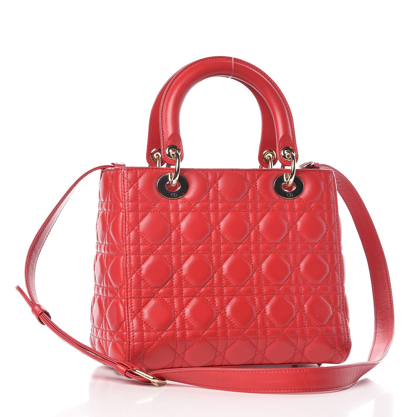 Lambskin Cannage Medium Lady Dior Red