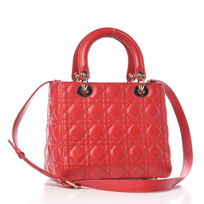 Christian Dior Lambskin Cannage Medium Lady Dior Red 4 of 13