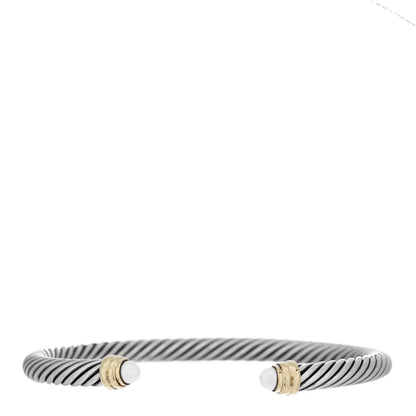 David Yurman Sterling Silver 14K Yellow Gold Pearl 5mm Cable Classics Petite Color Bracelet 1 of 3