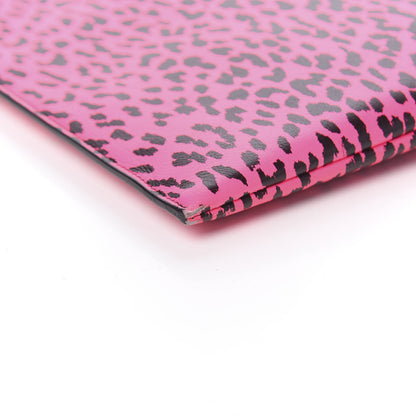 Saint Laurent Calfskin Baby Cat Print Medium Zip Clutch Hot Pink 11 of 14