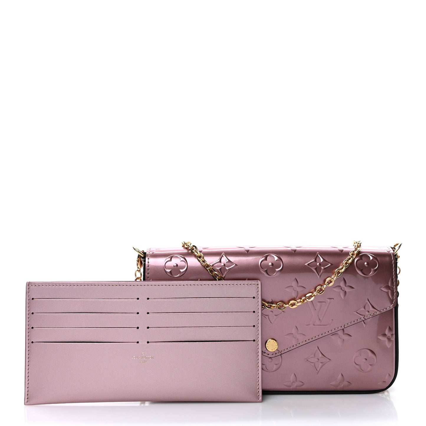 Vernis Pochette Felicie Chain Wallet Metallic Pale Pink