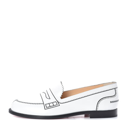 Christian Louboutin Calfskin Women Mocalaureat Tromp L'oeil Loafers 36.5 White 1 of 7