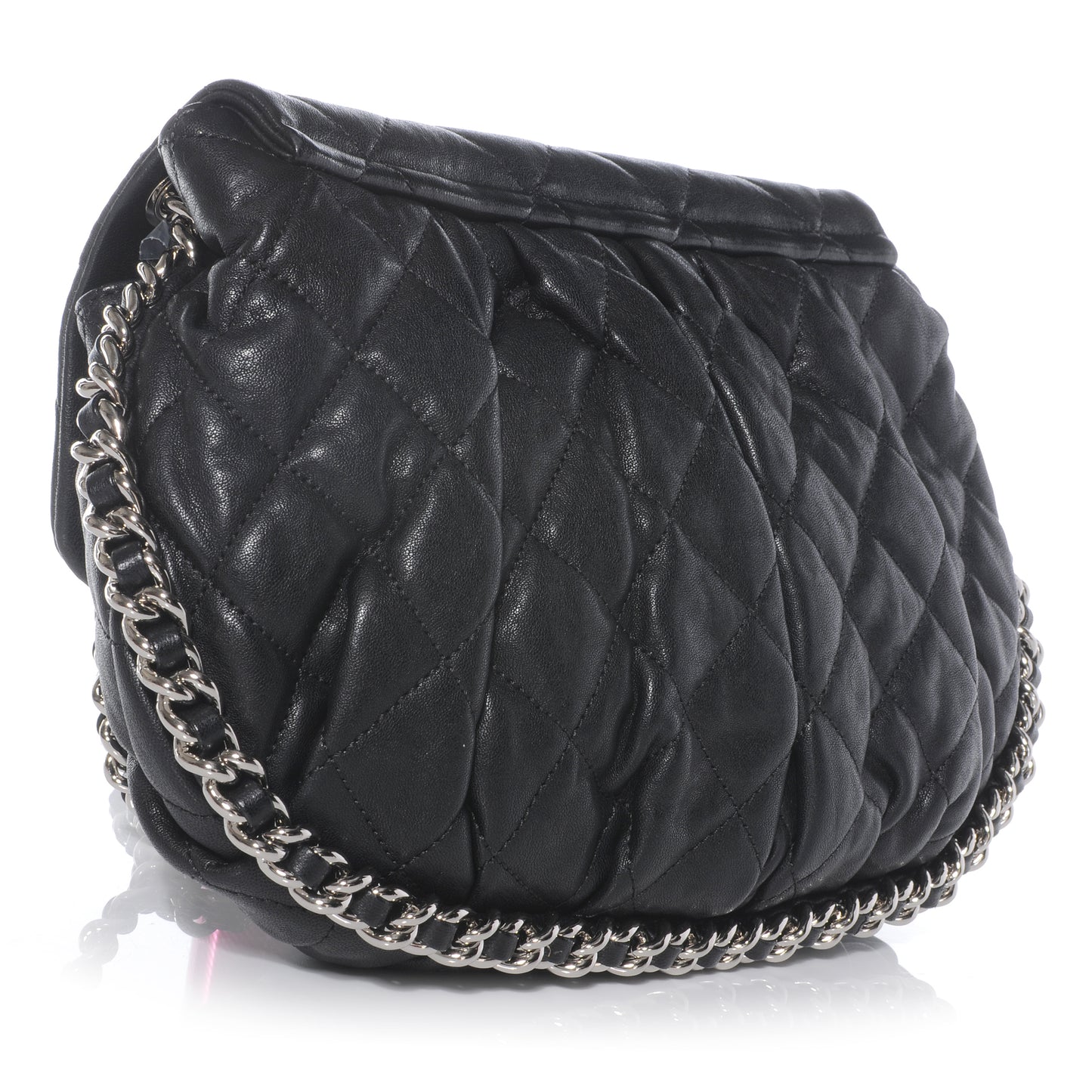 Lambskin Chain Around Medium Messenger Bag Black