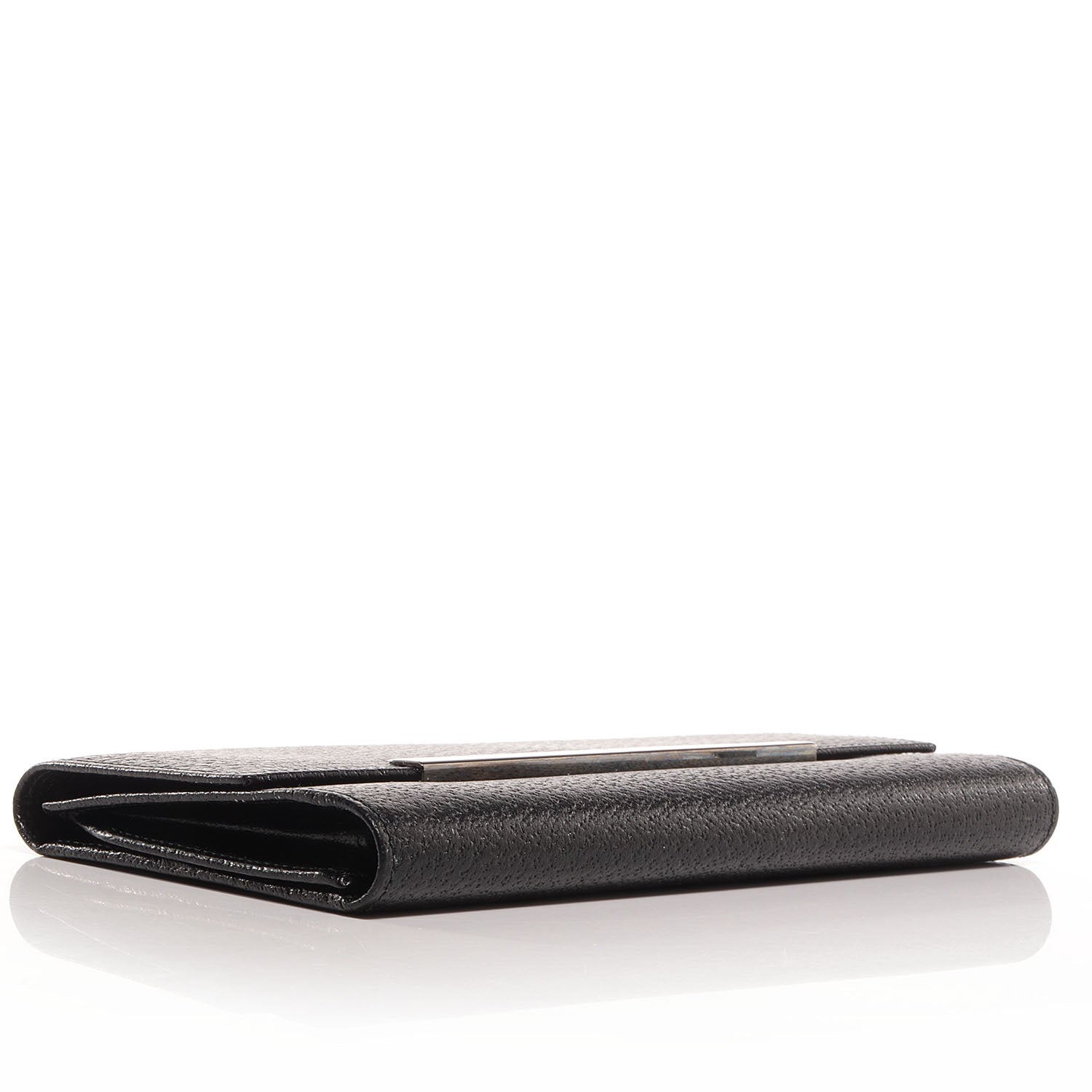 Gucci Leather Metal Bar Continental Wallet Black 4 of 7