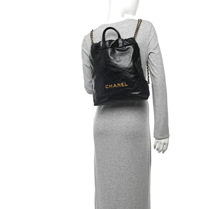 Chanel Shiny Calfskin Quilted Chanel 22 Backpack Black 2 of 10
