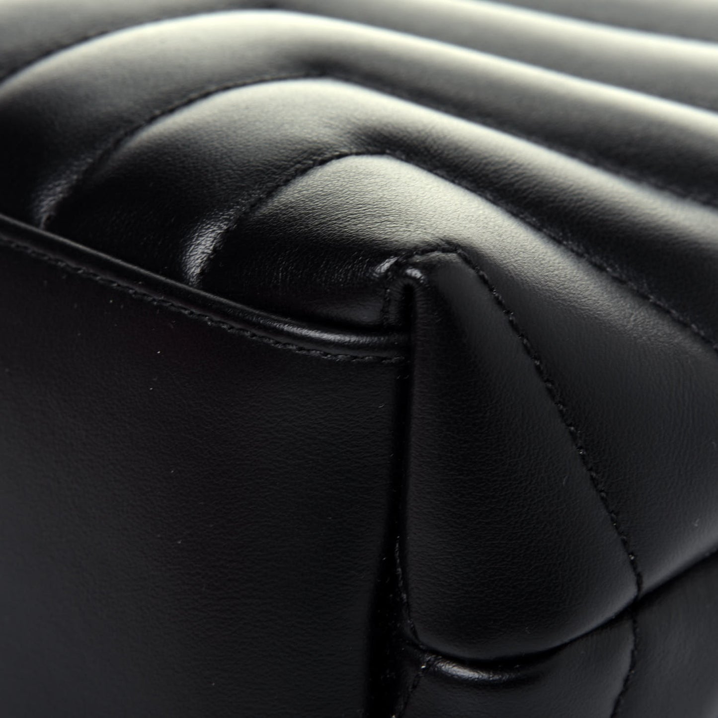 Calfskin Y Quilted Monogram Small Loulou Chain Satchel Black