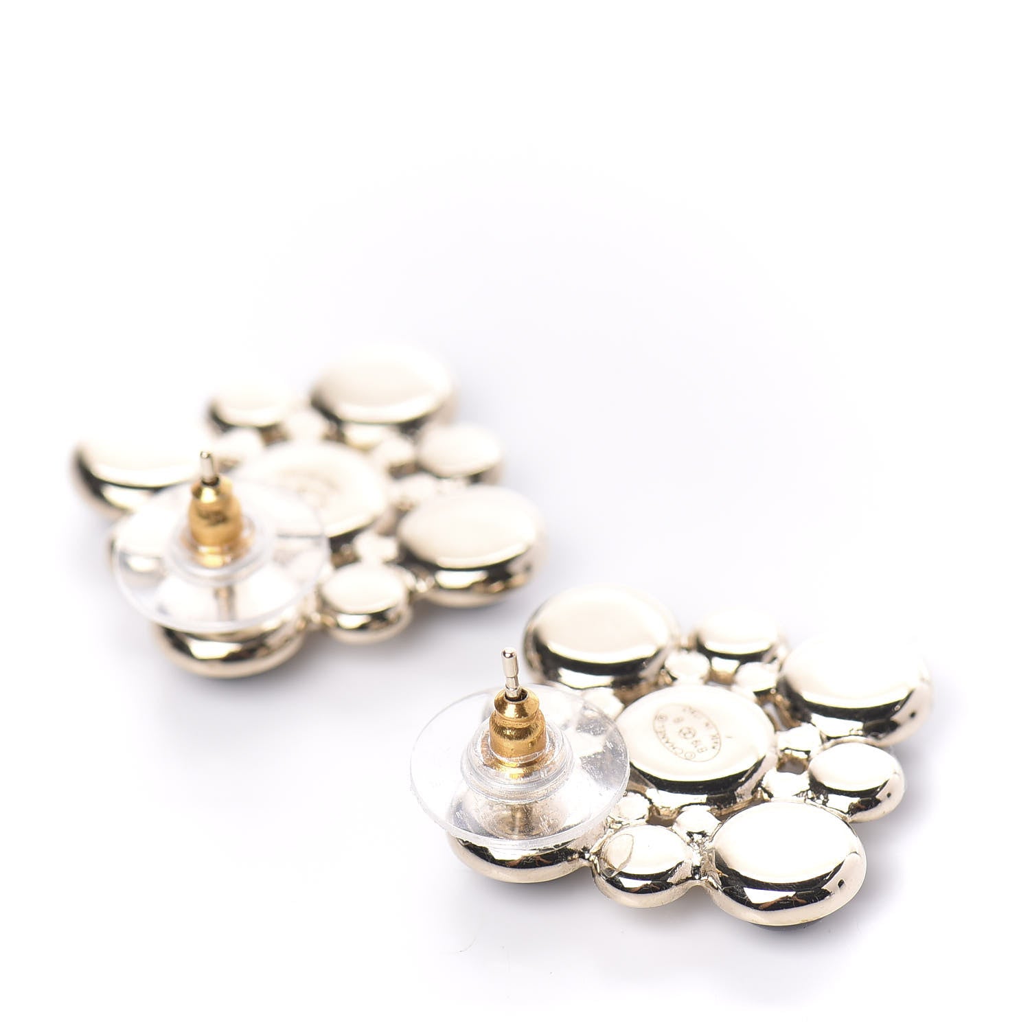 Chanel Gripoix Poured Glass Pearl Crystal CC Earrings Black Gold 3 of 5