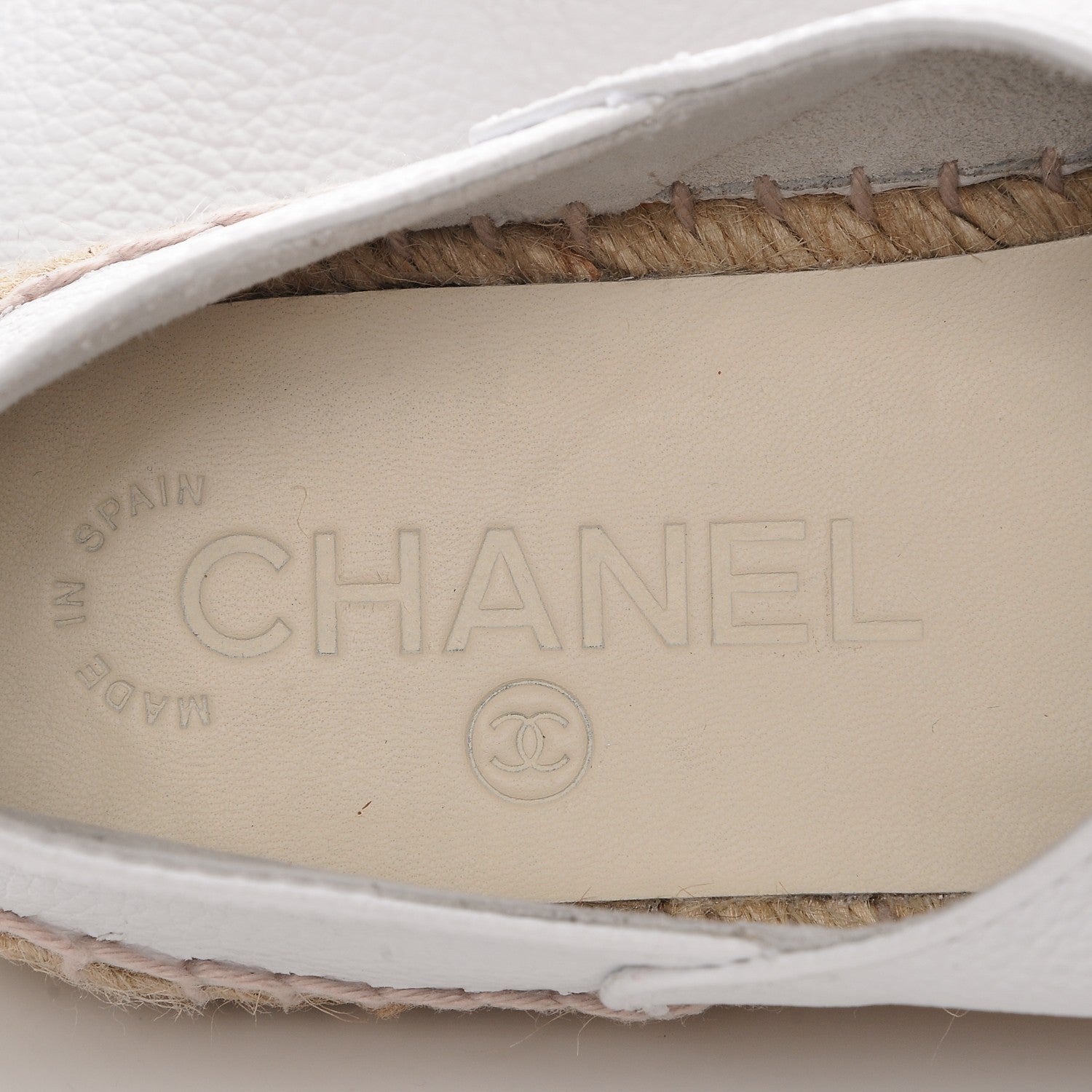 Chanel Grained Calfskin CC Espadrilles 35 White Black 9 of 11