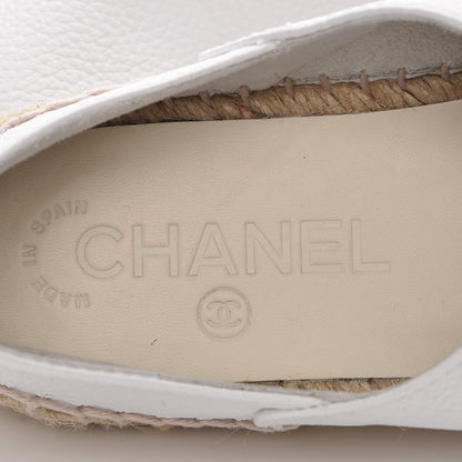 Chanel Grained Calfskin CC Espadrilles 35 White Black 9 of 11