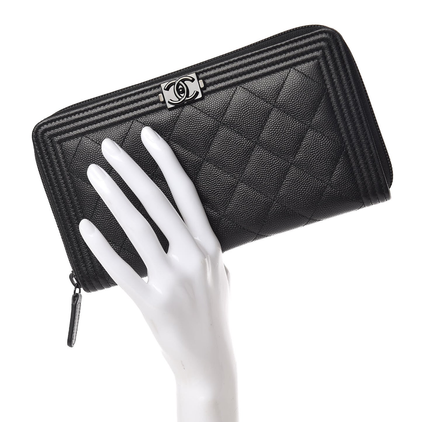 Caviar Quilted Boy Zip Around Organizer Wallet So Black