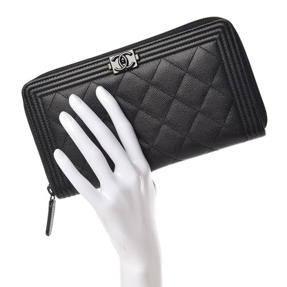 Chanel Caviar Quilted Boy Zip Around Organizer Wallet So Black 2 of 9