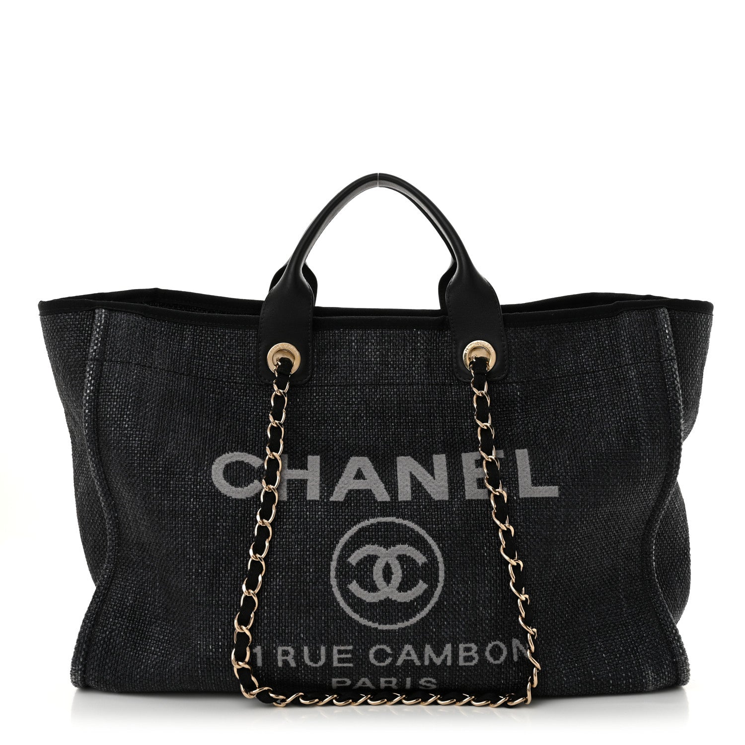 Chanel Woven Straw Raffia Large Deauville Tote Black 1 of 14