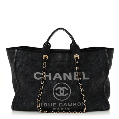 Chanel Woven Straw Raffia Large Deauville Tote Black 1 of 14