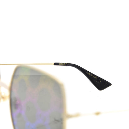 Gucci Metal Rectangular Frame Sunglasses GG0414S Gold Multicolor 6 of 8