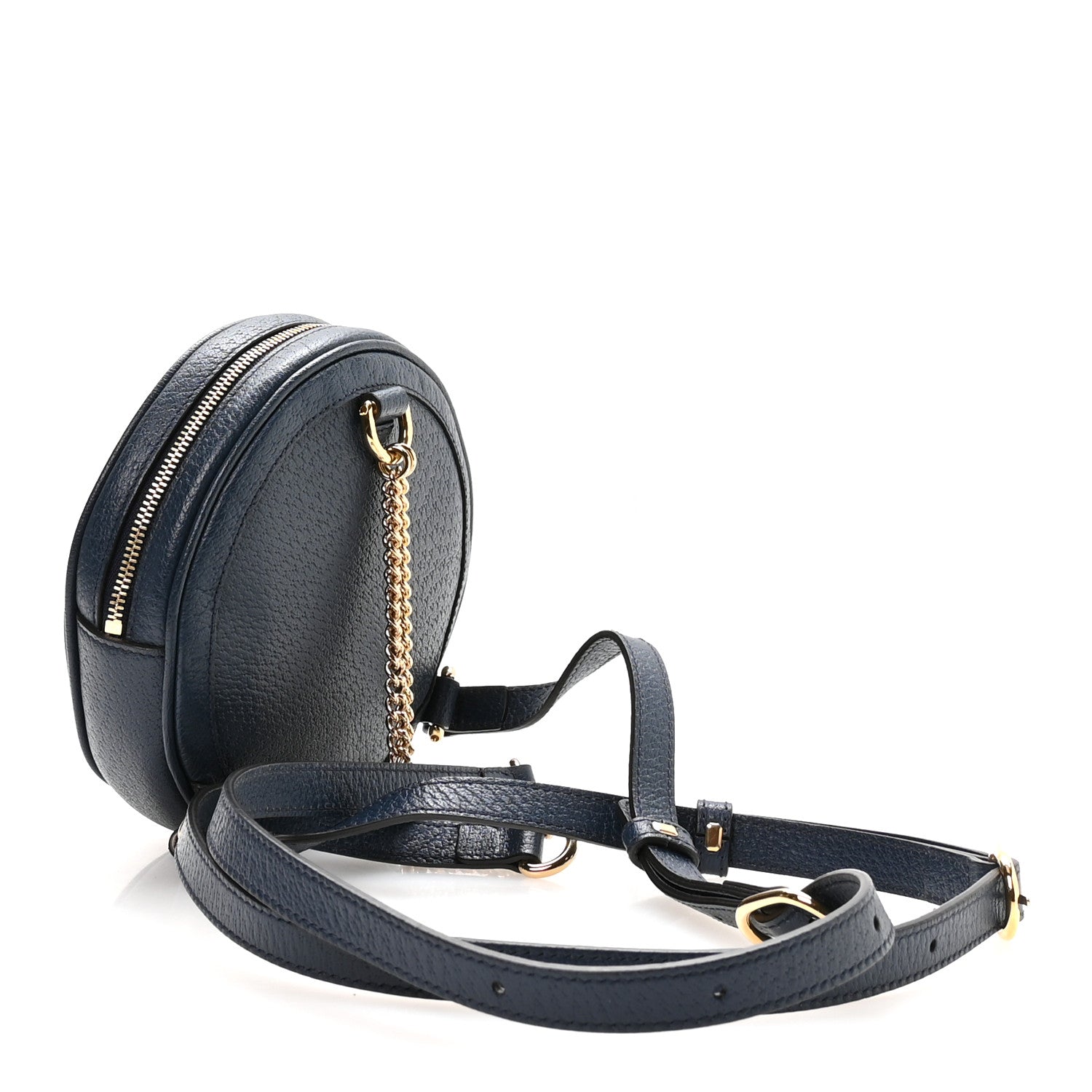 Gucci Textured Calfskin Web Mini Ophidia Round Backpack Blue Agata 3 of 10