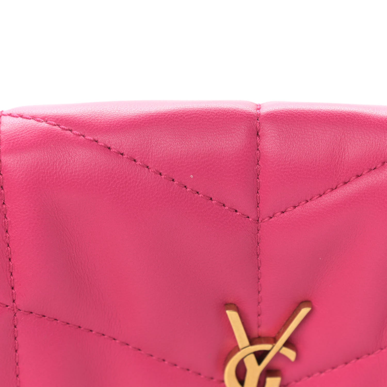 Saint Laurent Lambskin Quilted Toy Loulou Puffer Monogram Chain Satchel Bubblegum 13 of 14
