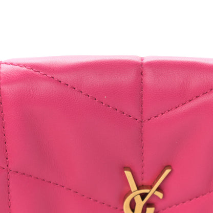 Saint Laurent Lambskin Quilted Toy Loulou Puffer Monogram Chain Satchel Bubblegum 13 of 14
