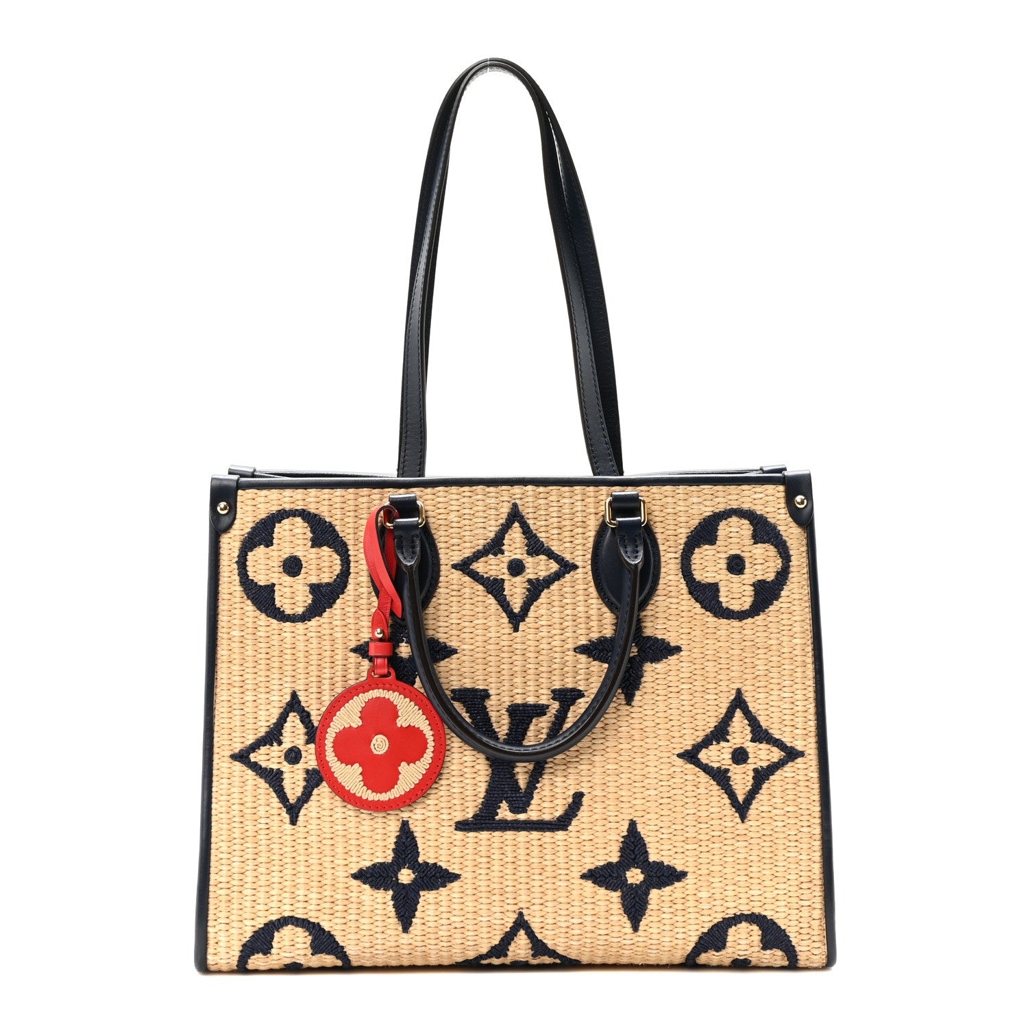 Louis Vuitton Raffia Calfskin Monogram Giant Onthego MM Blue 1 of 9