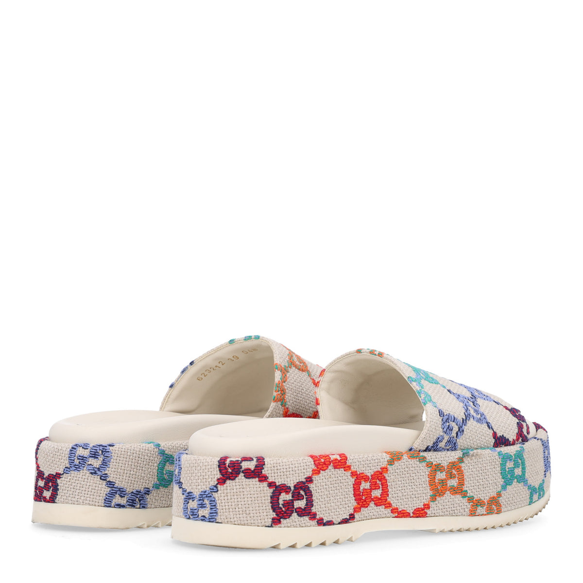 Gucci Linen Psychedelic Mini GG Monogram Angelina Platform 55mm Slide Sandals 39 Multicolor 5 of 11