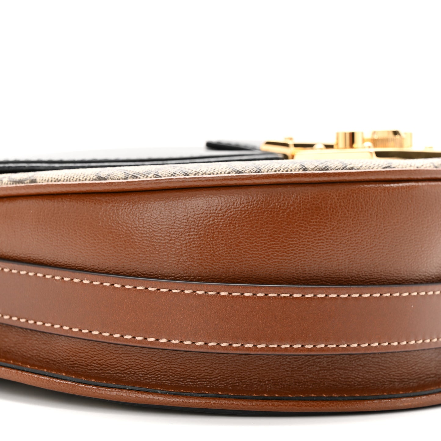 GG Supreme Monogram Calfskin Small Padlock Messenger Shoulder Bag Beige Black Cuir