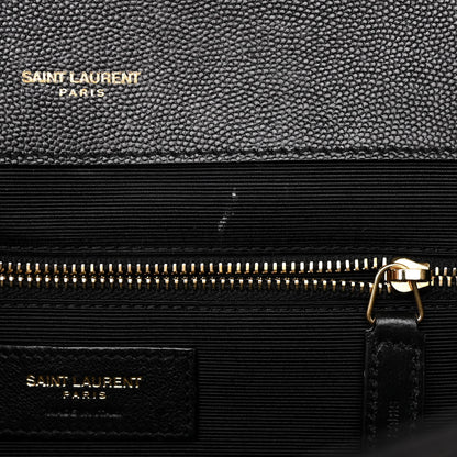 Saint Laurent Grain De Poudre Textured Mixed Matelasse Large Triquilt Monogram Satchel Black 11 of 11