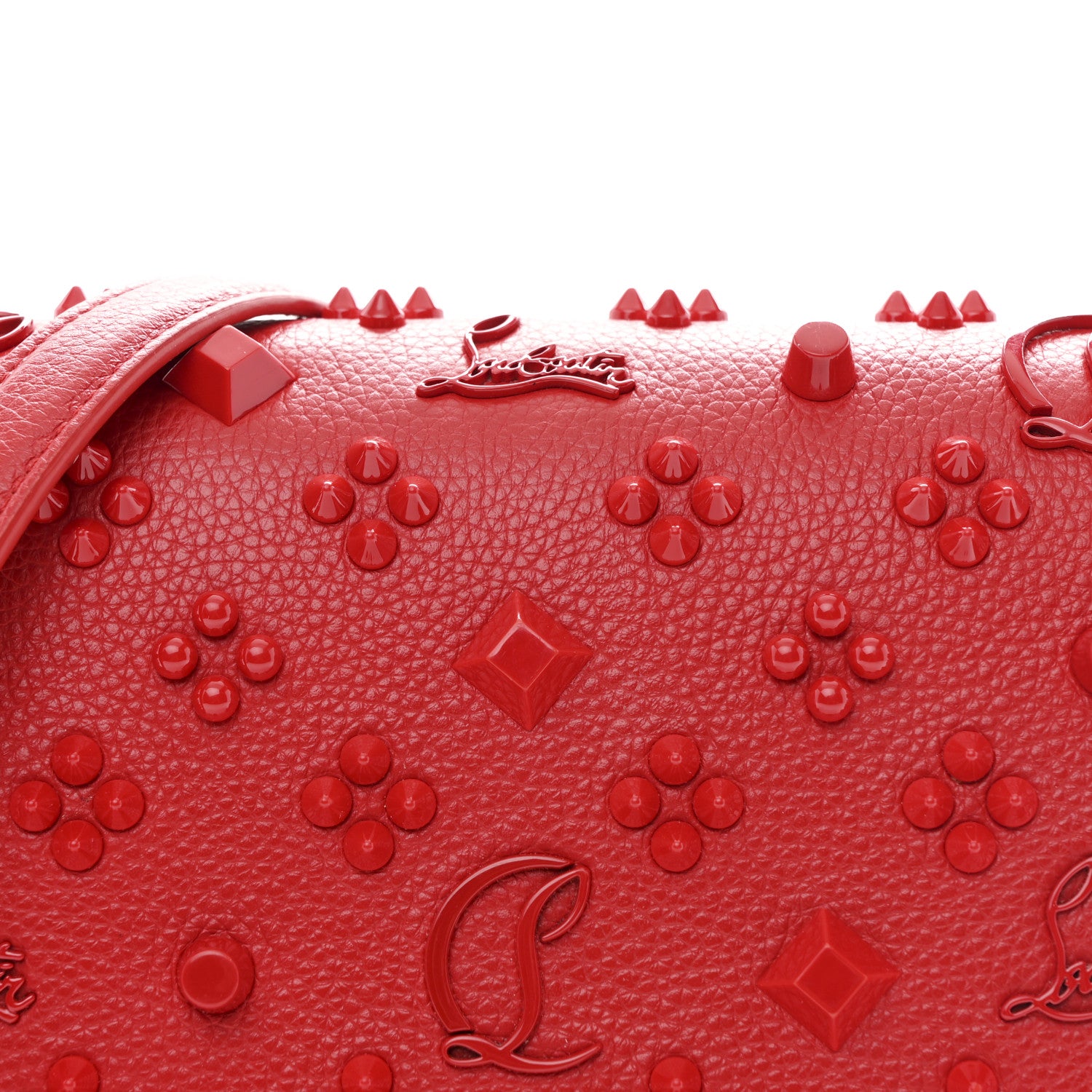 Christian Louboutin Calfskin Spikes Loubinthesky Paloma Clutch Red