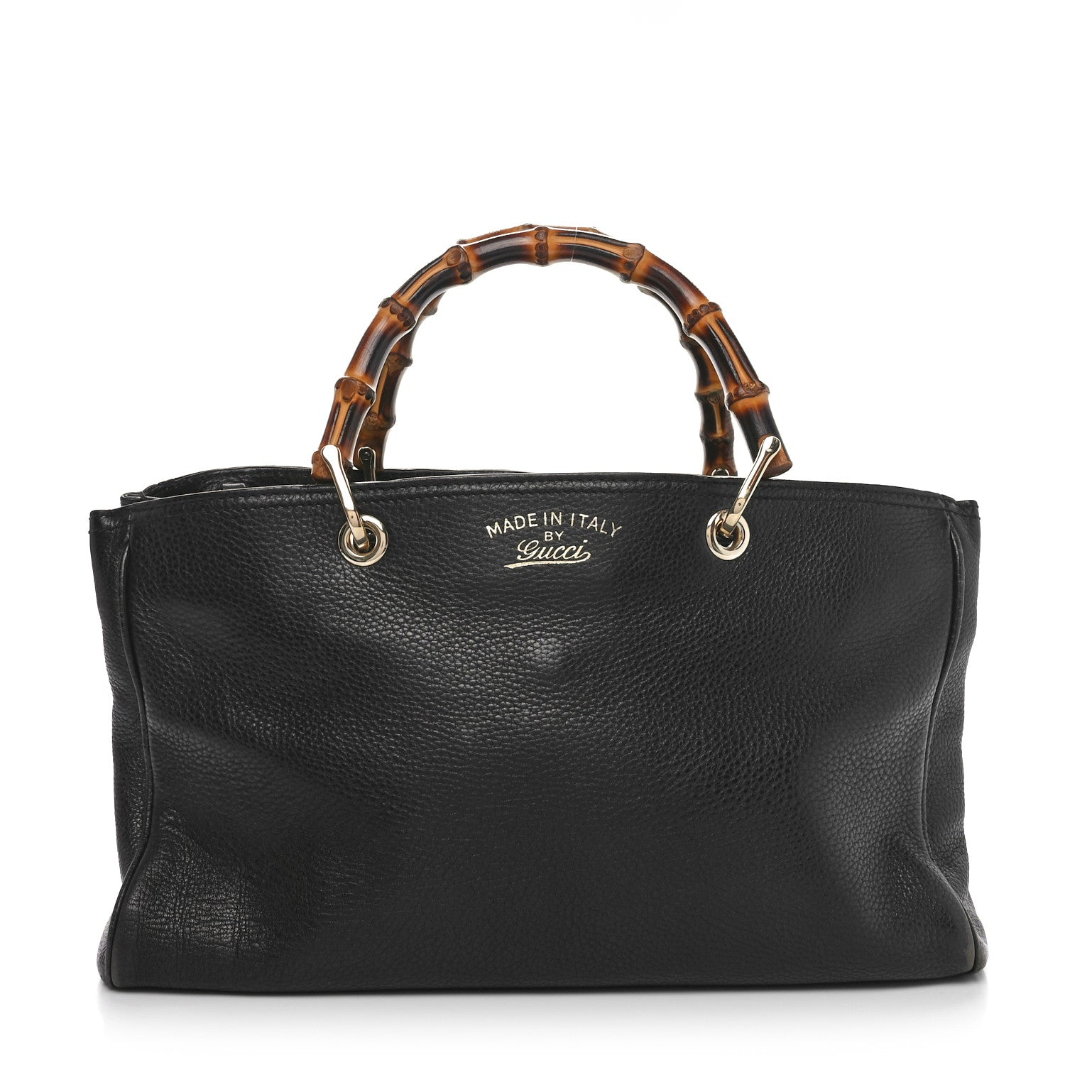 Gucci Pebbled Calfskin Medium Bamboo Shopper Tote Black 1 of 10