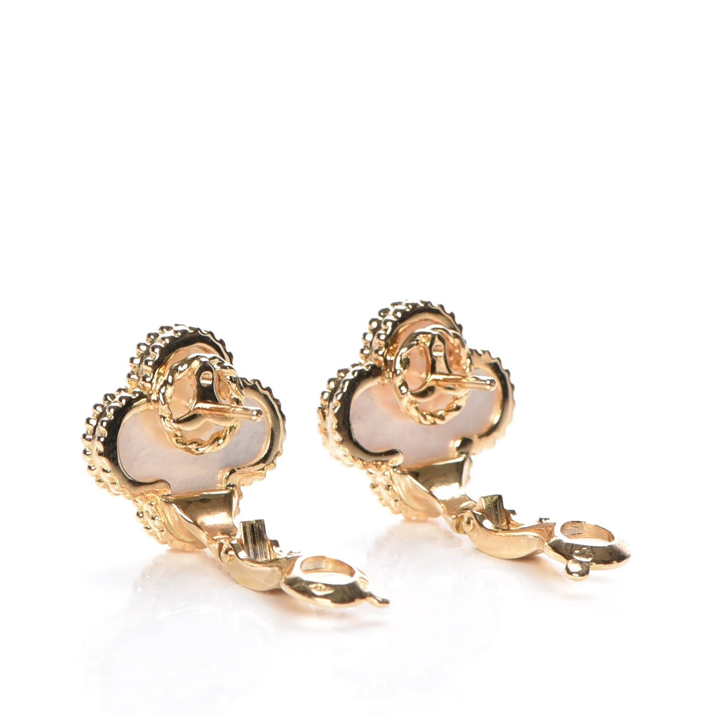 18K Yellow Gold Mother of Pearl Vintage Alhambra Earrings
