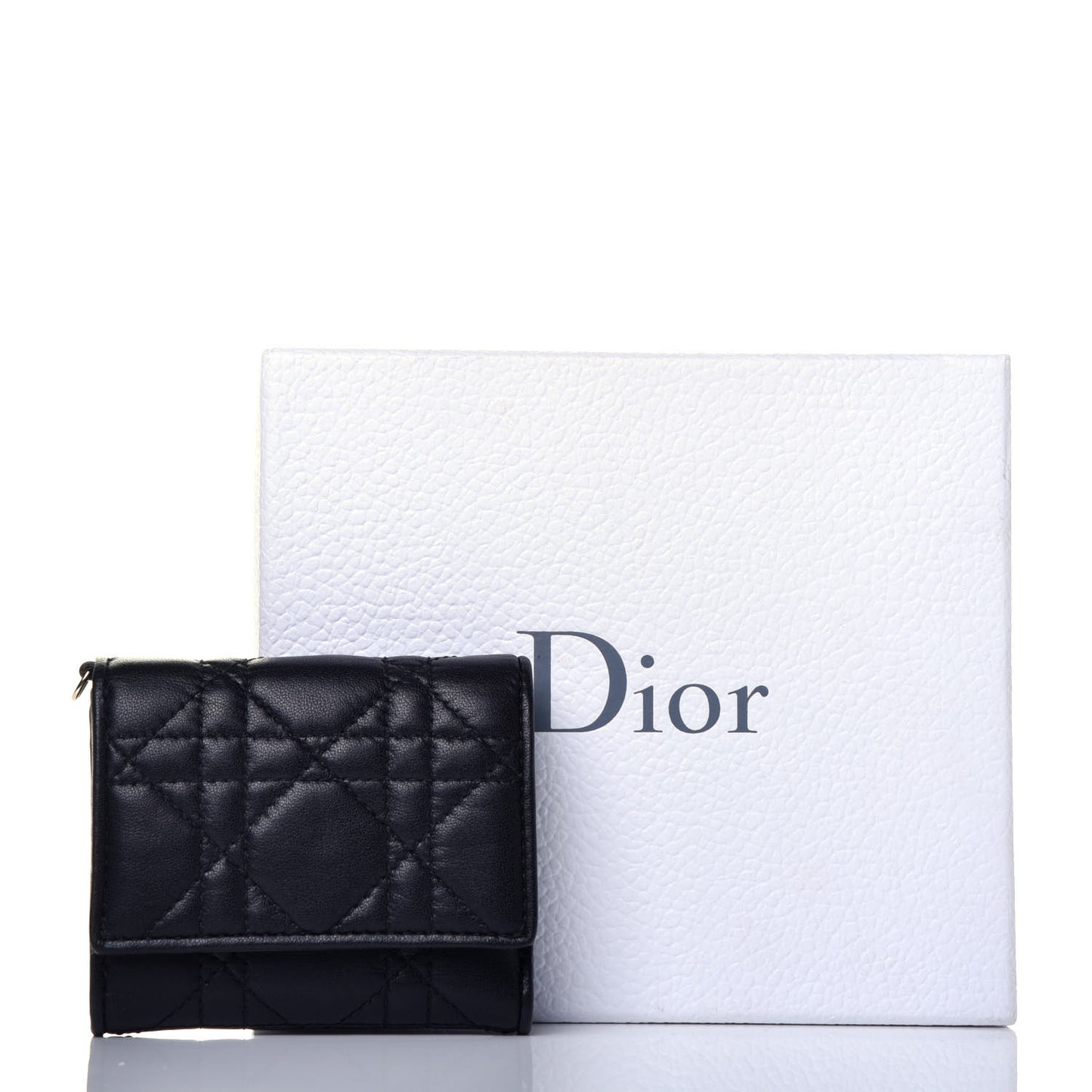 Lambskin Cannage Lady Dior Lotus Wallet Black
