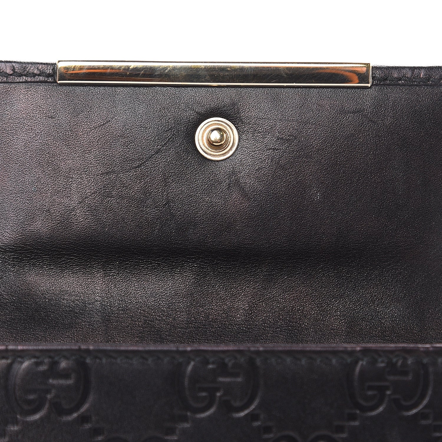 Gucci Guccissima Metal Bar French Flap Wallet Black 10 of 12