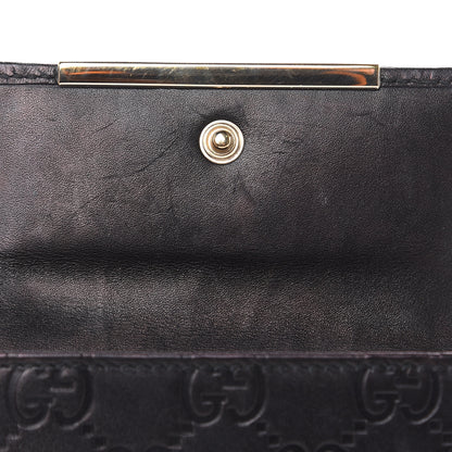 Gucci Guccissima Metal Bar French Flap Wallet Black 10 of 12
