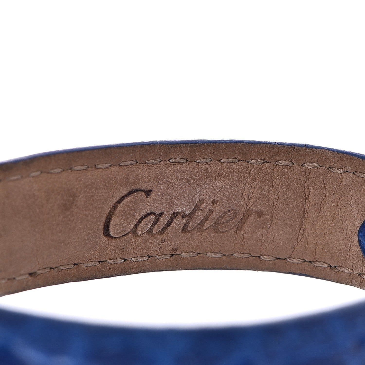 Cartier Stainless Steel 18K Yellow Gold Alligator 22mm Panthere Quartz Watch Blue 4 of 7