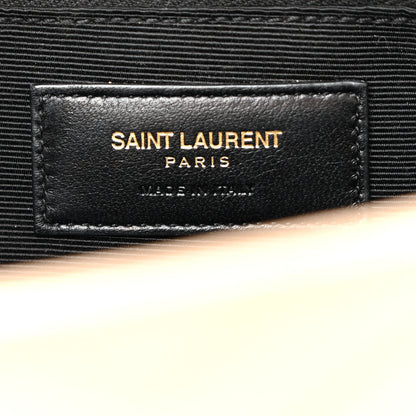 Saint Laurent Grain De Poudre Matelasse Chevron Large Monogram Satchel Dark Beige 6 of 13