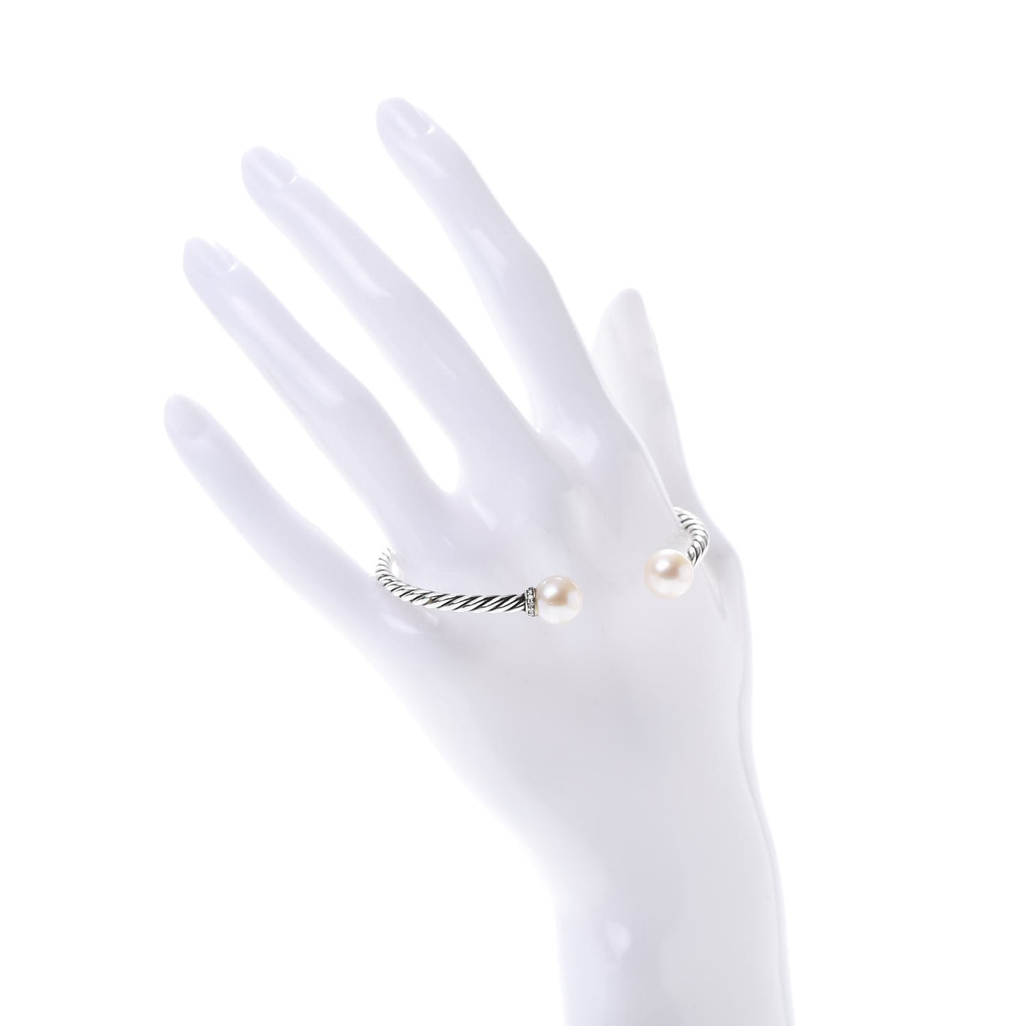 Sterling Silver Diamond Pearl 9mm Solari Bracelet