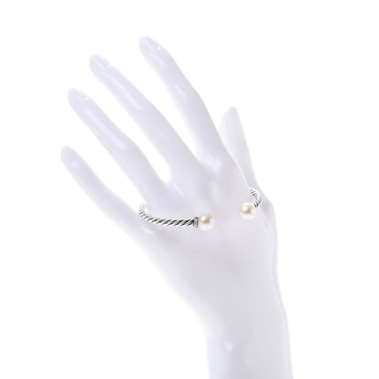 David Yurman Sterling Silver Diamond Pearl 9mm Solari Bracelet 2 of 5